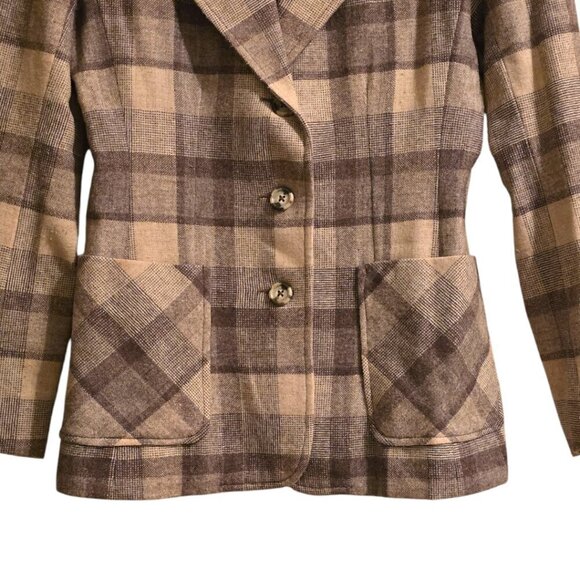 JH Collectibles Vintage Wool Plaid Single Breasted Blazer Sz 4 - Picture 2 of 11